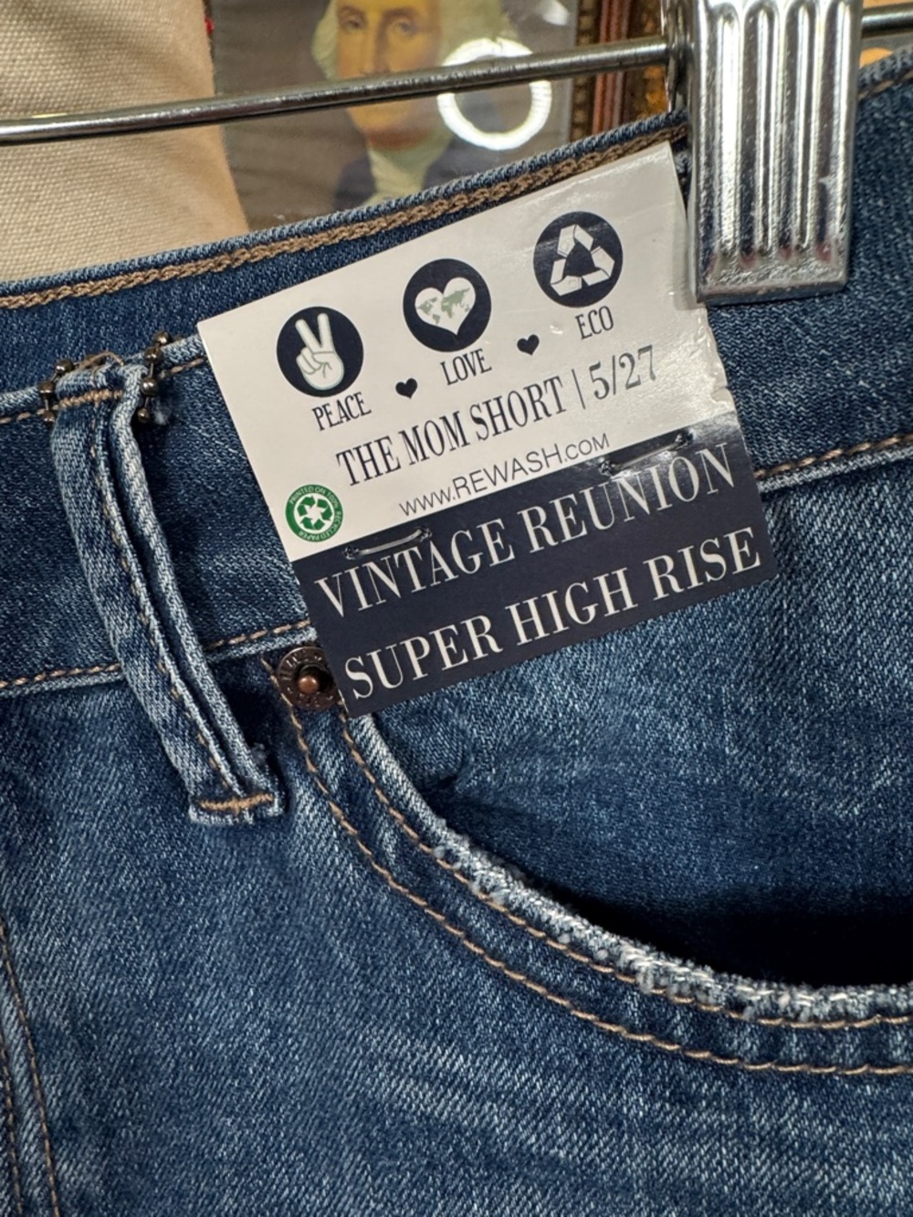 Rewash Dark Indigo Distressed High-Rise Denim Shorts - Picture 2 of 5